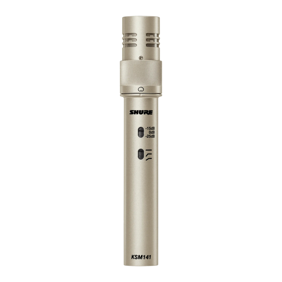 Shure KSM141 - Dual-Pattern Instrument Microphone Manual