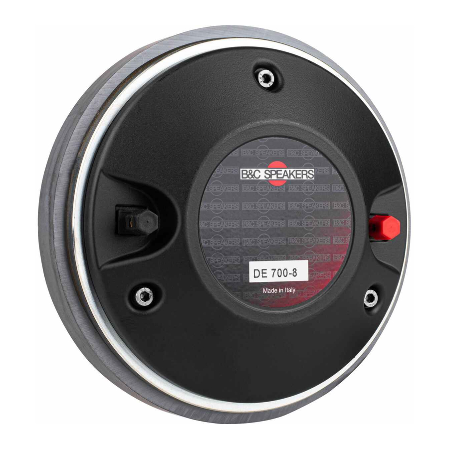 B&C SPEAKERS HF COMPRESSION DRIVERS DE 700 SPECIFICATIONS Pdf Download