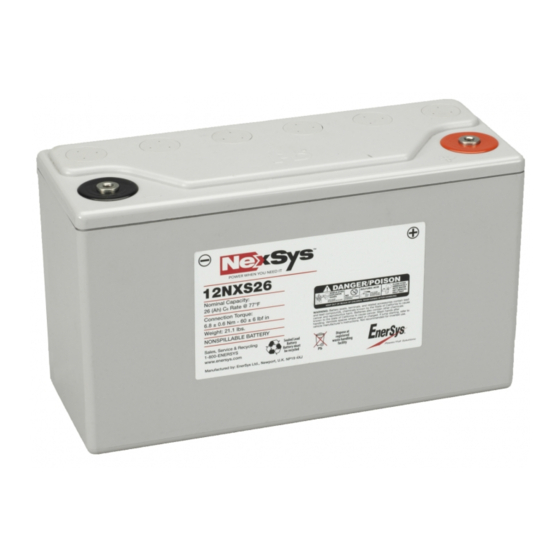 ENERSYS NEXSYS 12NXS26 OPERATION AND MAINTENANCE INSTRUCTIONS Pdf