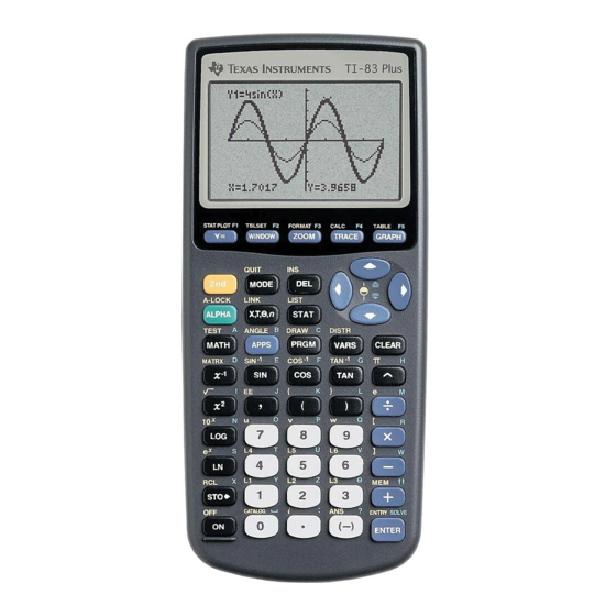 TEXAS INSTRUMENTS TI-83 SERIES MANUAL Pdf Download | ManualsLib