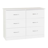 Seconique NEVADA 6 DRAWER CHEST WHITE GLOSS Assembly Instructions Manual