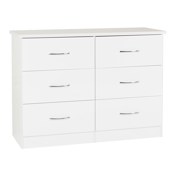 Seconique NEVADA 6 DRAWER CHEST WHITE GLOSS Assembly Instructions Manual
