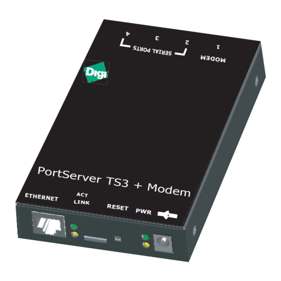 DIGI CONNECTWARE PORTSERVER TS 1 + MODEM QUICK START MANUAL Pdf