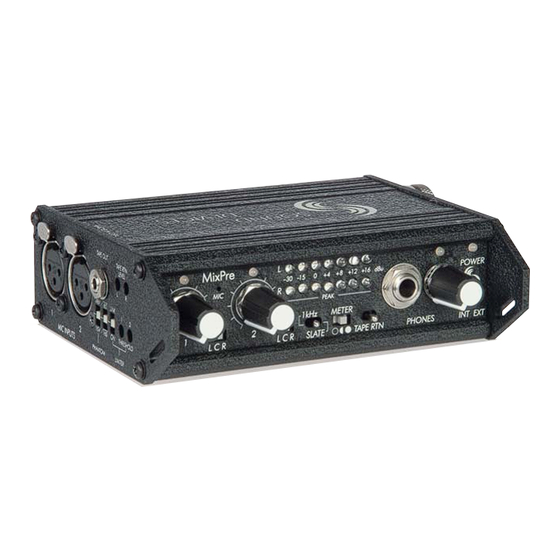 Sound Devices MixPre User Manual And Technical Information