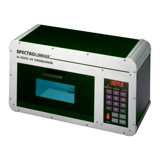 SPECTRO-UV SPECTROLINKER XL-1000 OPERATOR'S MANUAL Pdf Download ...