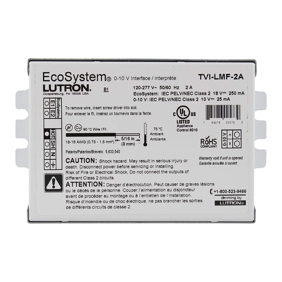 Lutron Electronics EcoSystem Install Manual