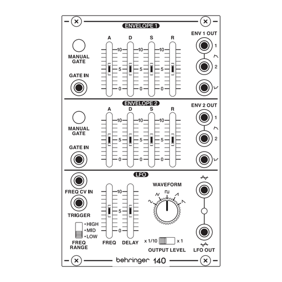 Behringer SYSTEM 100 Series 140 DUAL ENVELOPE/LFO Quick Start Manual