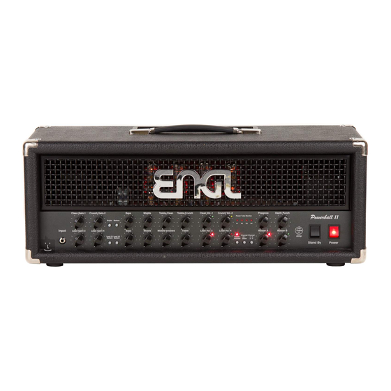 Engl Full Tube Guitar Amplifier Operator's Manual