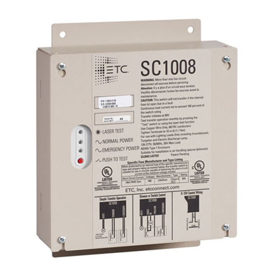 ETC SC1008 BRANCH CIRCUIT EMERGENCY LIGHTING TRANSFER SWITCH