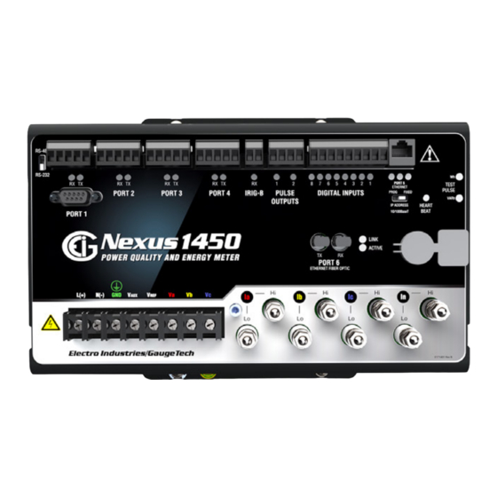 Electro Industries/GaugeTech Nexus 1450 Quick Start Manual