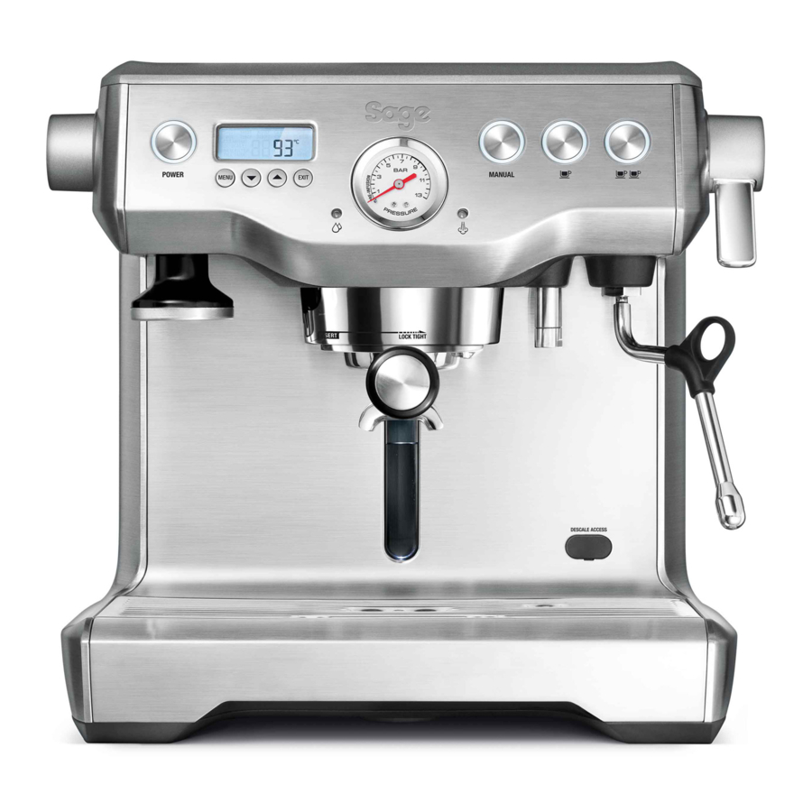 SAGE DUAL BOILER BES920 QUICK MANUAL Pdf Download ManualsLib