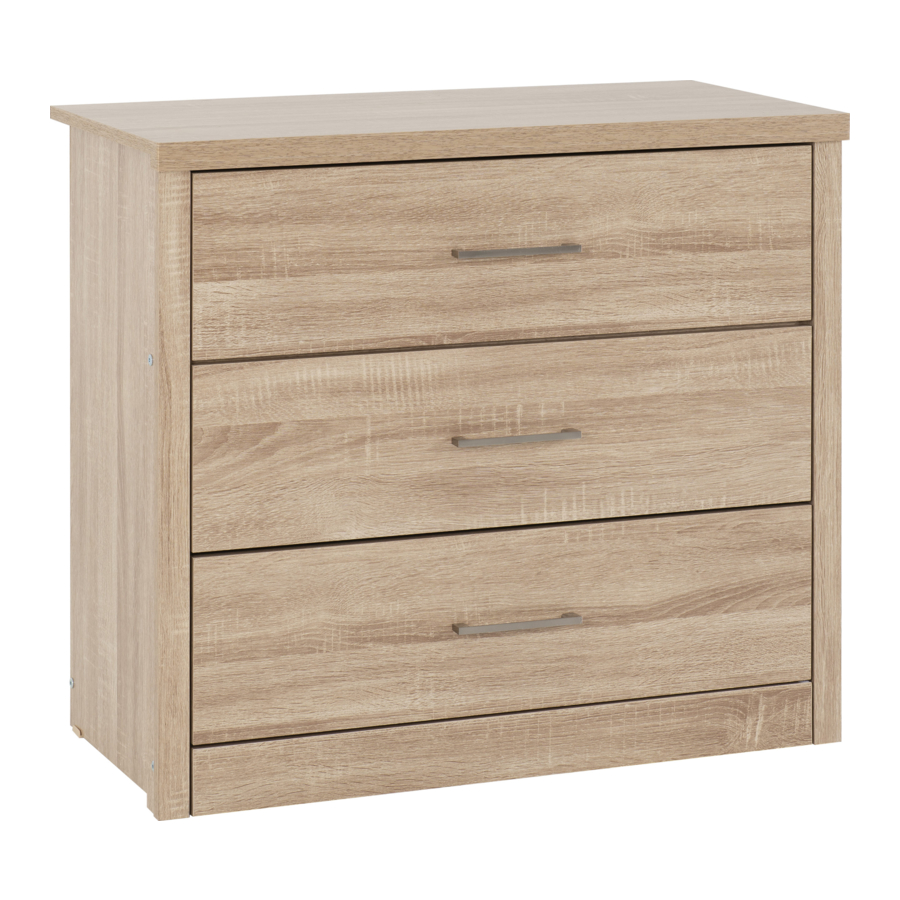 SECONIQUE LIGHT OAK EFFECT VENEER LISBON 3 DRAWER CHEST ASSEMBLY ...