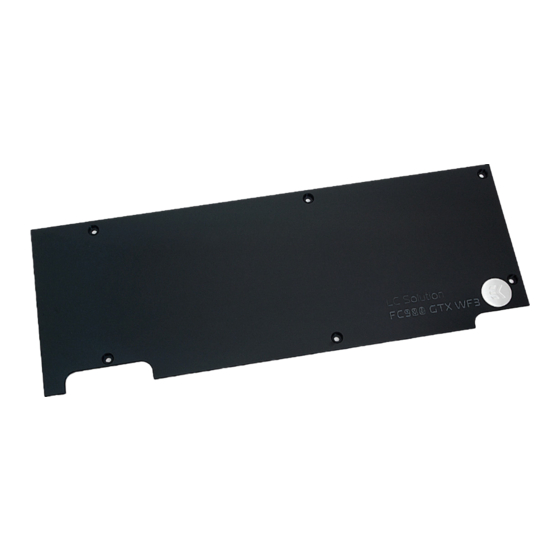 ekwb EK-FC980 GTX WF3 Backplate Installation And Mounting Manuals