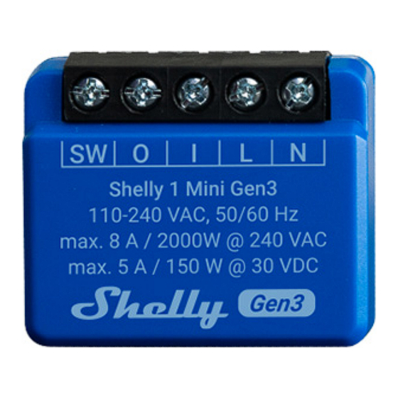 Shelly 1 Mini Gen3 Quick Start Manual