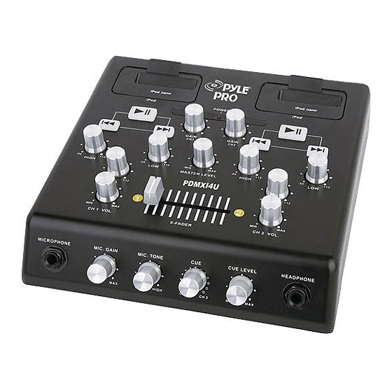 Pyle Pro 2 Channel Dual iPod DJ Mixer PDMXi4U Owner's Manual