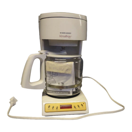 BLACK DECKER VERSABREW DCM1200 SERIES COFFEE MAKER USE AND CARE