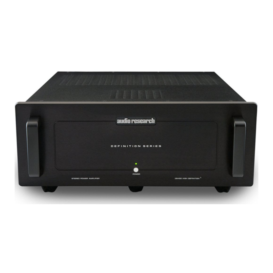 AUDIO RESEARCH DEFINITION SERIES OWNER'S MANUAL Pdf Download ManualsLib