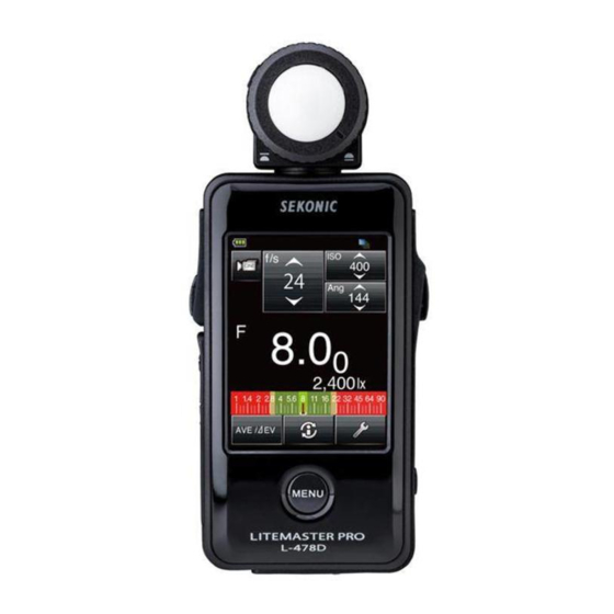 Sekonic LITEMASTER PRO PocketWizard L-478DR Series Operating Manual