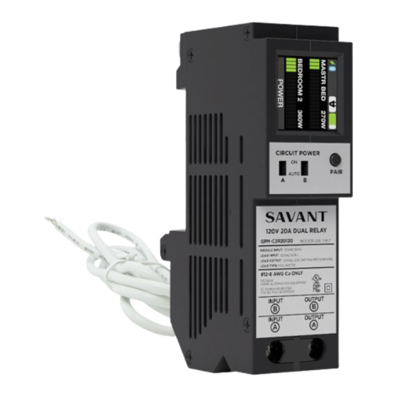 Savant GPM-CP2R20120-21 Quick Reference And Installation Manual