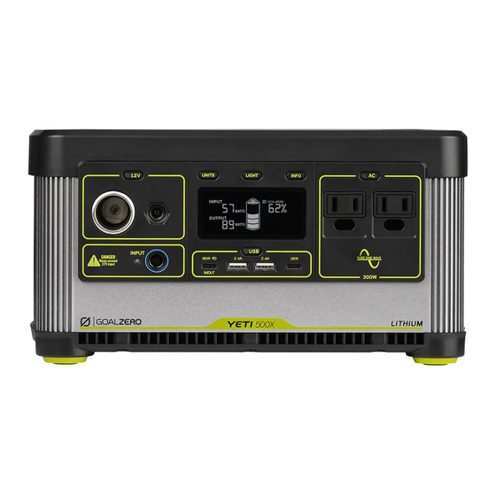 GOAL ZERO YETI 500X LITHIUM USER MANUAL Pdf Download ManualsLib