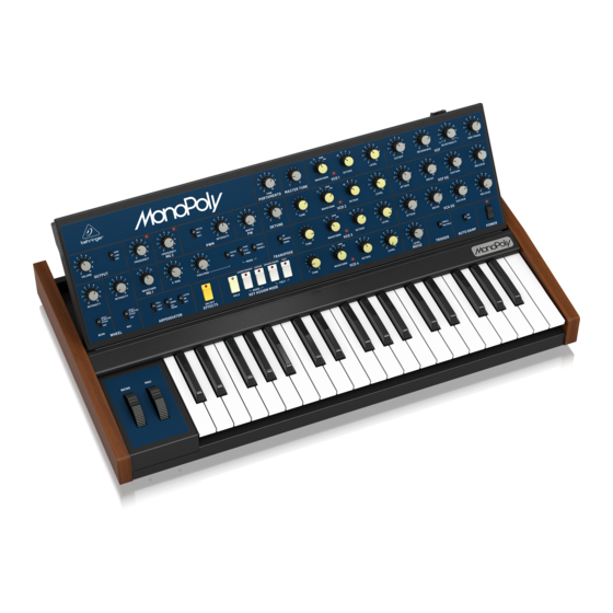 Behringer MONOPOLY Quick Start Manual
