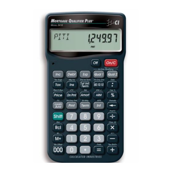 CALCULATED INDUSTRIES 3416 CALCULATOR USER MANUAL | ManualsLib