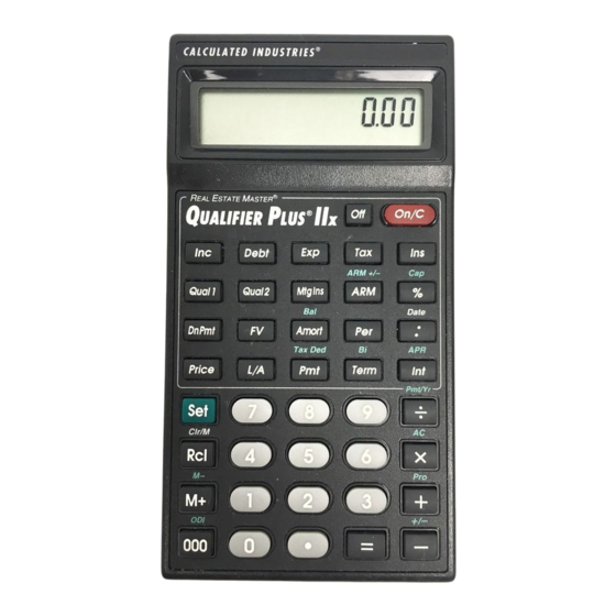 CALCULATED INDUSTRIES REAL ESTATE MASTER IIX CALCULATOR USER MANUAL