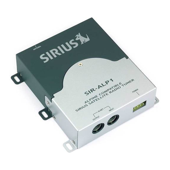 Sirius Satellite Radio SIR-ALP1 Installation Manual