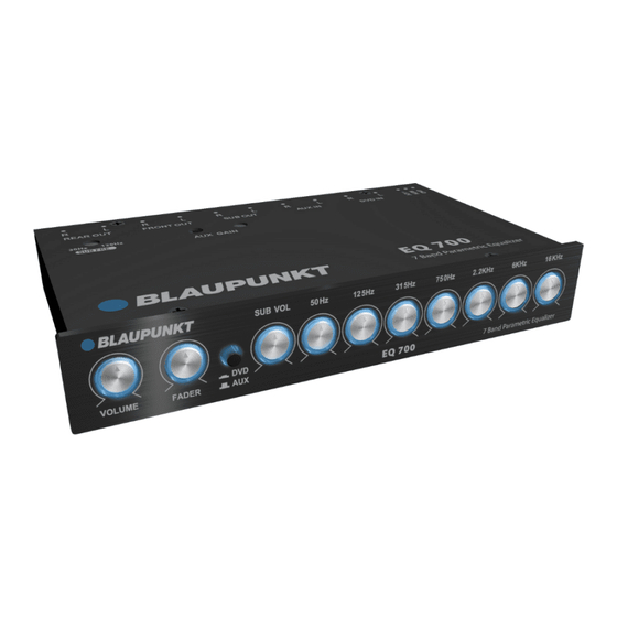 BLAUPUNKT EQ 700 OPERATING AND INSTALLATION INSTRUCTIONS Pdf Download