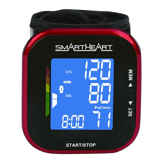 smartheart wrist blood pressure monitor manual