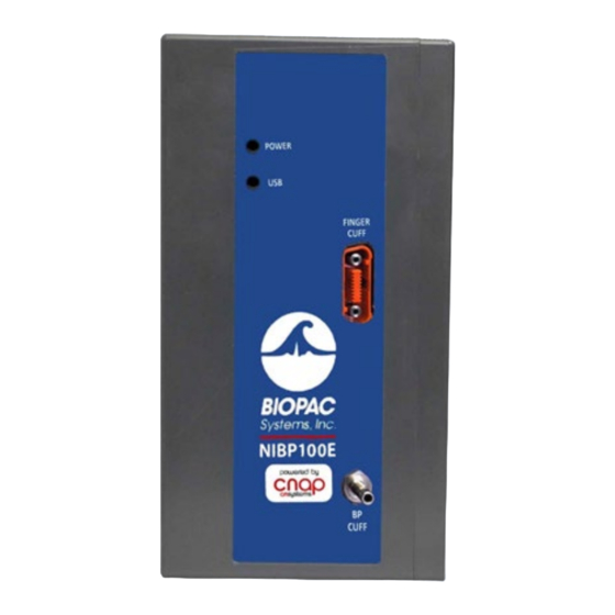 BIOPAC Systems NIBP100E Quick Start Installation