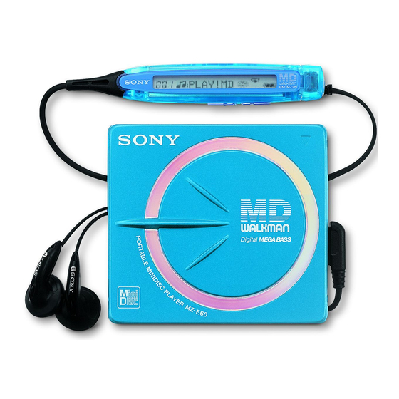 SONY MZE60 MARKETING MINIDISC PLAYER SPECIFICATIONS ManualsLib
