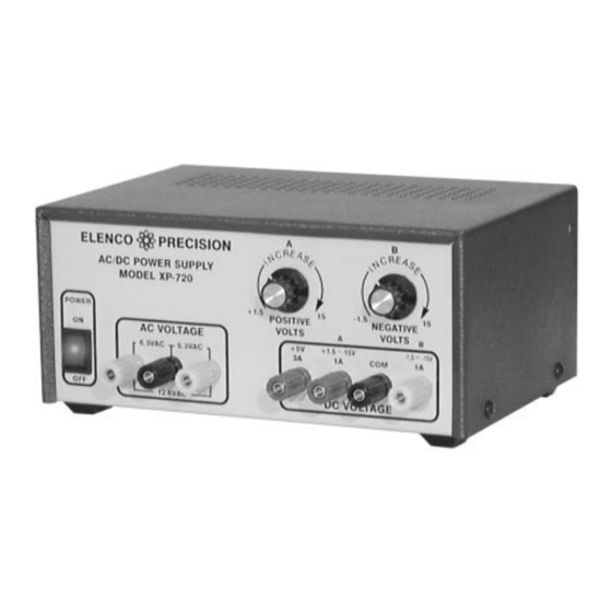 ELENCO ELECTRONICS XP720 POWER SUPPLY INSTRUCTION MANUAL ManualsLib