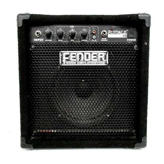 FENDER RUMBLE 15 AMPLIFIER OPERATING INSTRUCTIONS MANUAL | ManualsLib