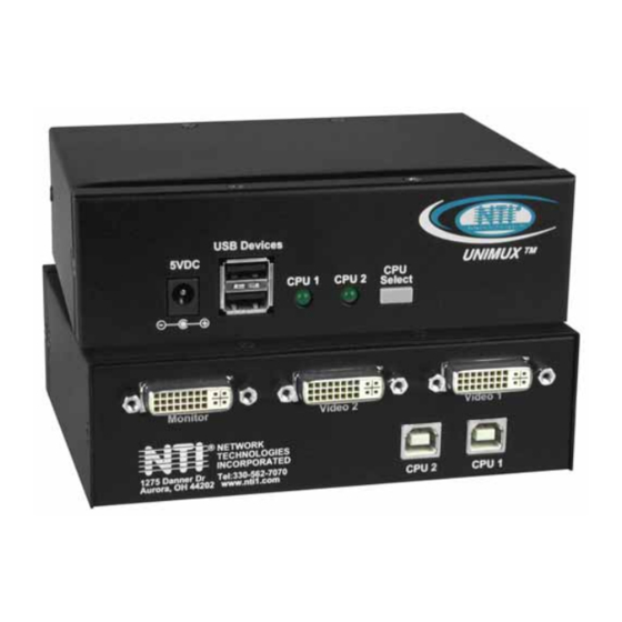 NTI UNIMUX-DVI-2 Installation And Operation Manual