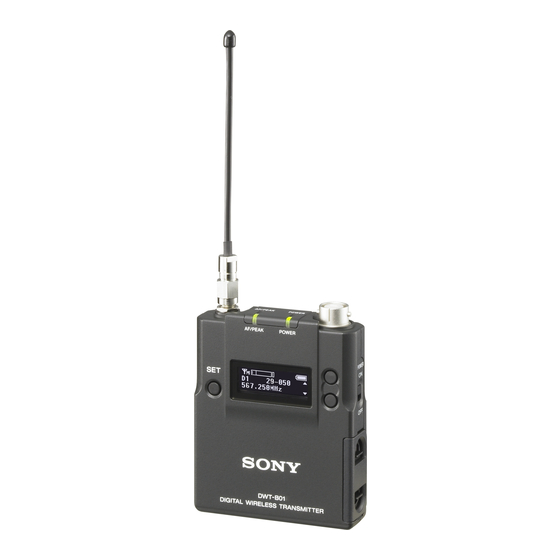 SONY DWT-B01 OPERATING INSTRUCTIONS MANUAL Pdf Download | ManualsLib