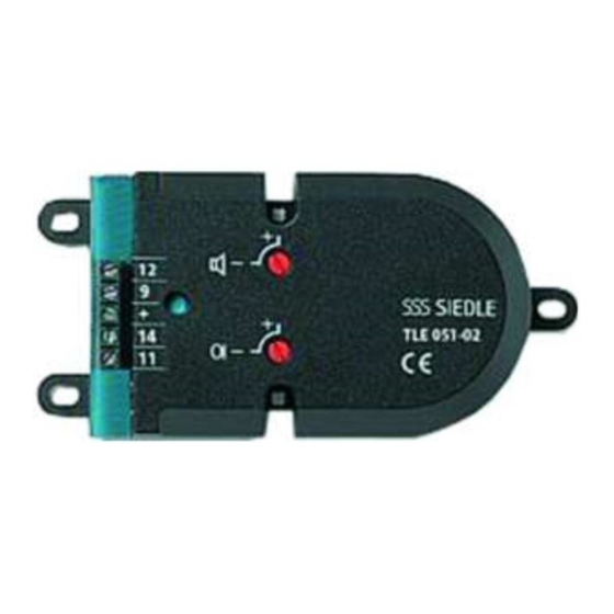 SSS SIEDLE TLE 051-02 PRODUCT INFORMATION Pdf Download | ManualsLib