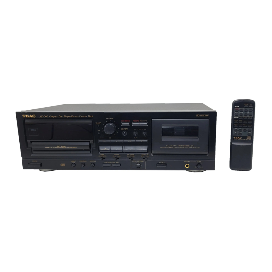 Teac AD-500 - Compact Disc Player Manual