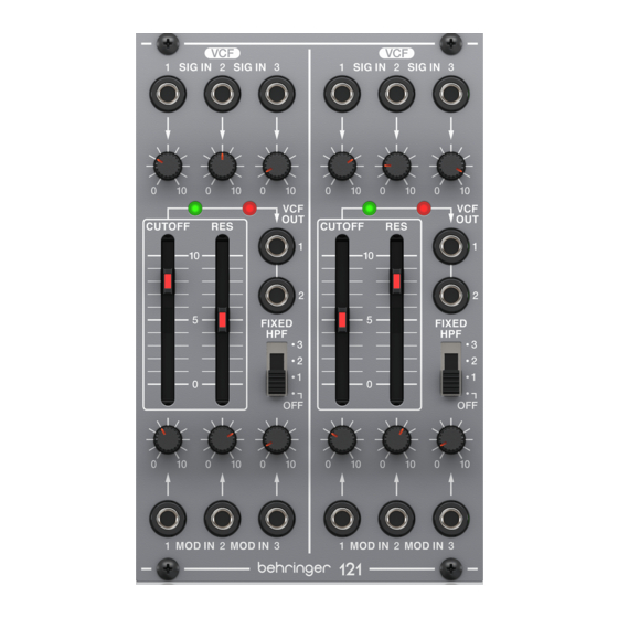 Behringer 121 DUAL VCF Quick Start Manual