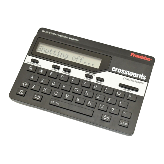 FRANKLIN CROSSWORDS PUZZLE SOLVER CW50 PDA USER MANUAL ManualsLib
