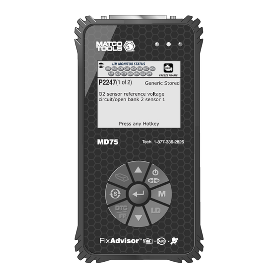 Matco Tools FixAdvisor MD75 Quick Reference Manual