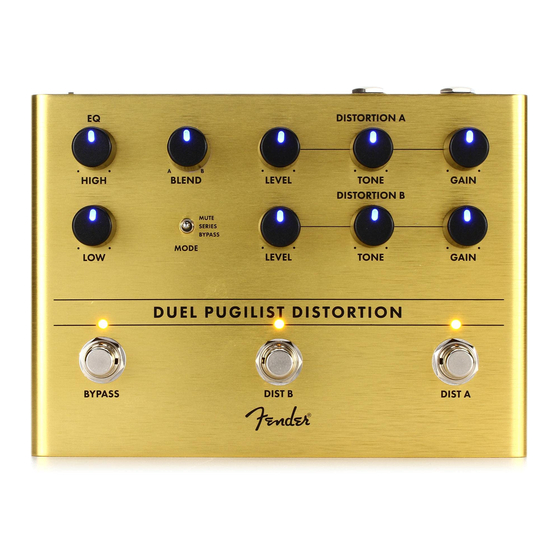 FENDER DUEL PUGILIST DISTORTION QUICK START MANUAL Pdf Download