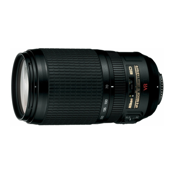 Nikon AF-S VR Zoom-Nikkor 70-300mm f/4.5-5.6G IF-ED Instruction Manual