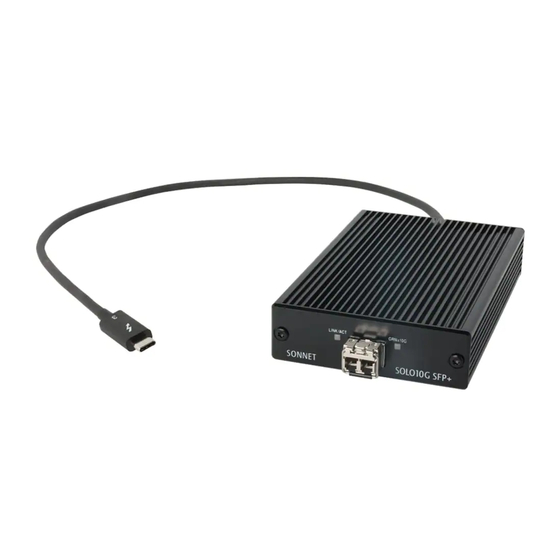 Sonnet Solo10G SFP+ Thunderbolt 3 Edition Quick Start Manual