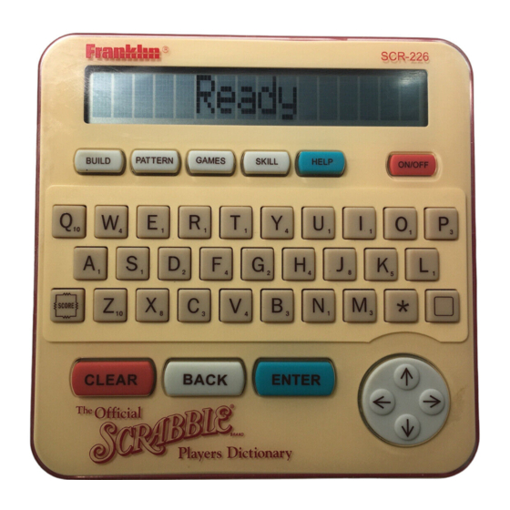 FRANKLIN THE OFFICIAL SCRABBLE PLAYERS DICTIONARY USER MANUAL Pdf