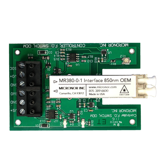Micronor MR380-0 Manuals