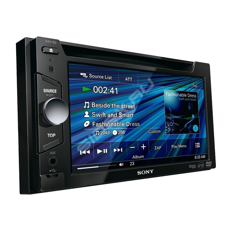 Sony Xav 63 Car Video System Operating Instructions Manual Manualslib