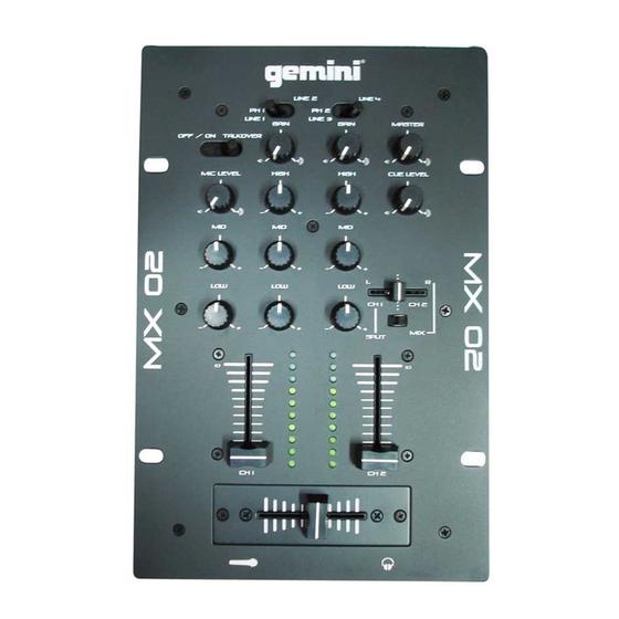 GEMINI MX02 MUSIC MIXER OPERATION MANUAL ManualsLib