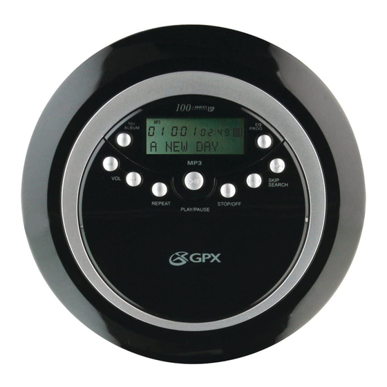 GPX 1400052909 MP3 PLAYER USER MANUAL ManualsLib