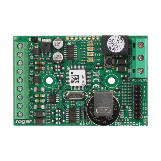 Roger PR102DR Installation Manual